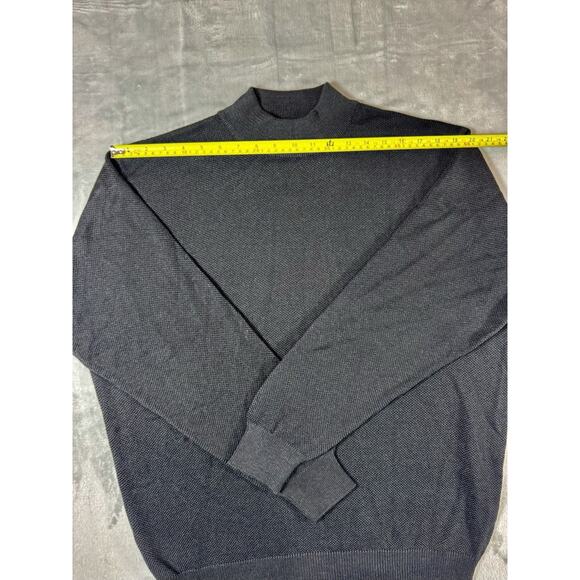 Hart Shaffner Marx Black Wool Silk Blend Men’s Large Mock Sweater Made In Italy - Picture 3 of 10